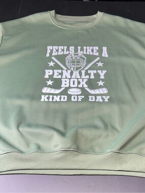 Men's Sage Green Graphic Crewneck Sweatshirt - 'Penalty Box', XXL